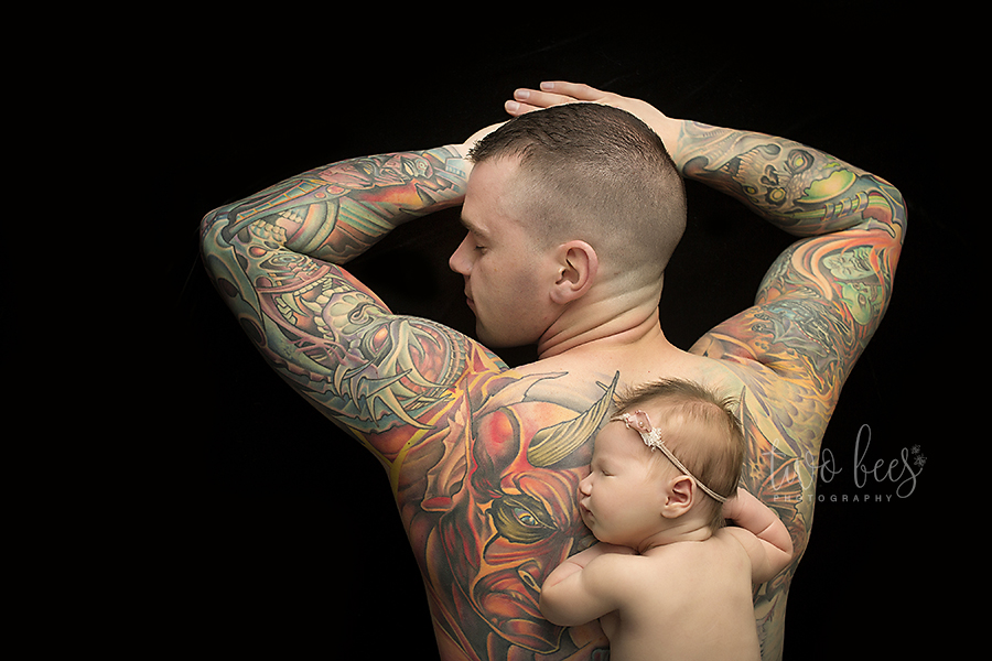 baby with dad and tattoos